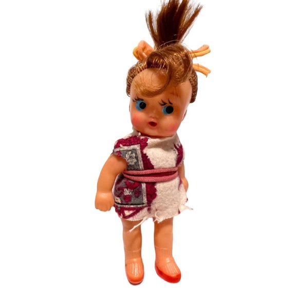 Side-Glancing Lot of 3 Posable 5" Dolls Japan Soft Rubber Painted Shoes/Socks - Picture 5 of 15